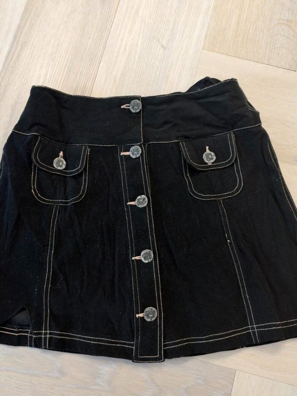 Cop Copine button up detail black mini skirt
